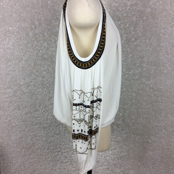 Free People Embellished Peasant Blouse Top - Picture 3 of 4